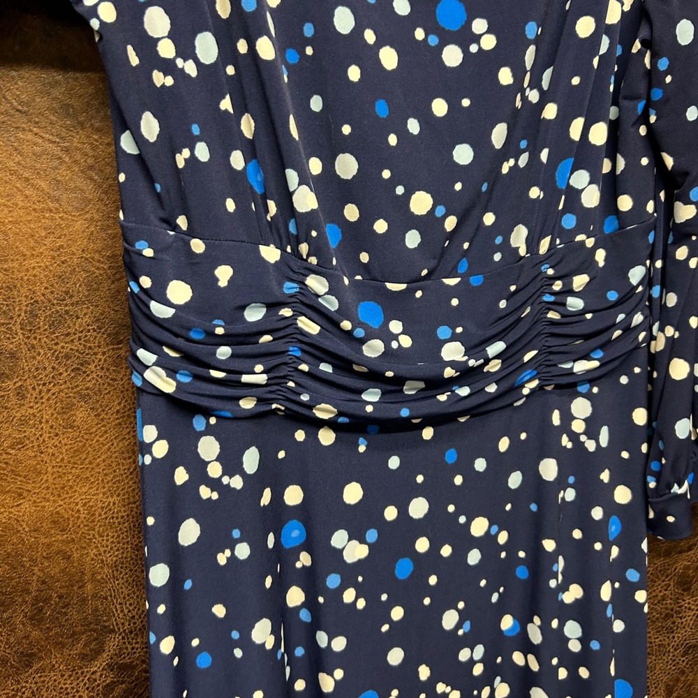 Harper Rose Size 18 Blue Polka Dot Midi Dress Traveler Wrinkle Resistant - Picture 5 of 7
